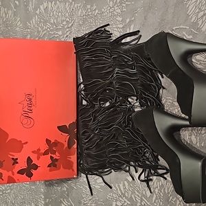 Suede Peeptoe Fringed Dancer Boot